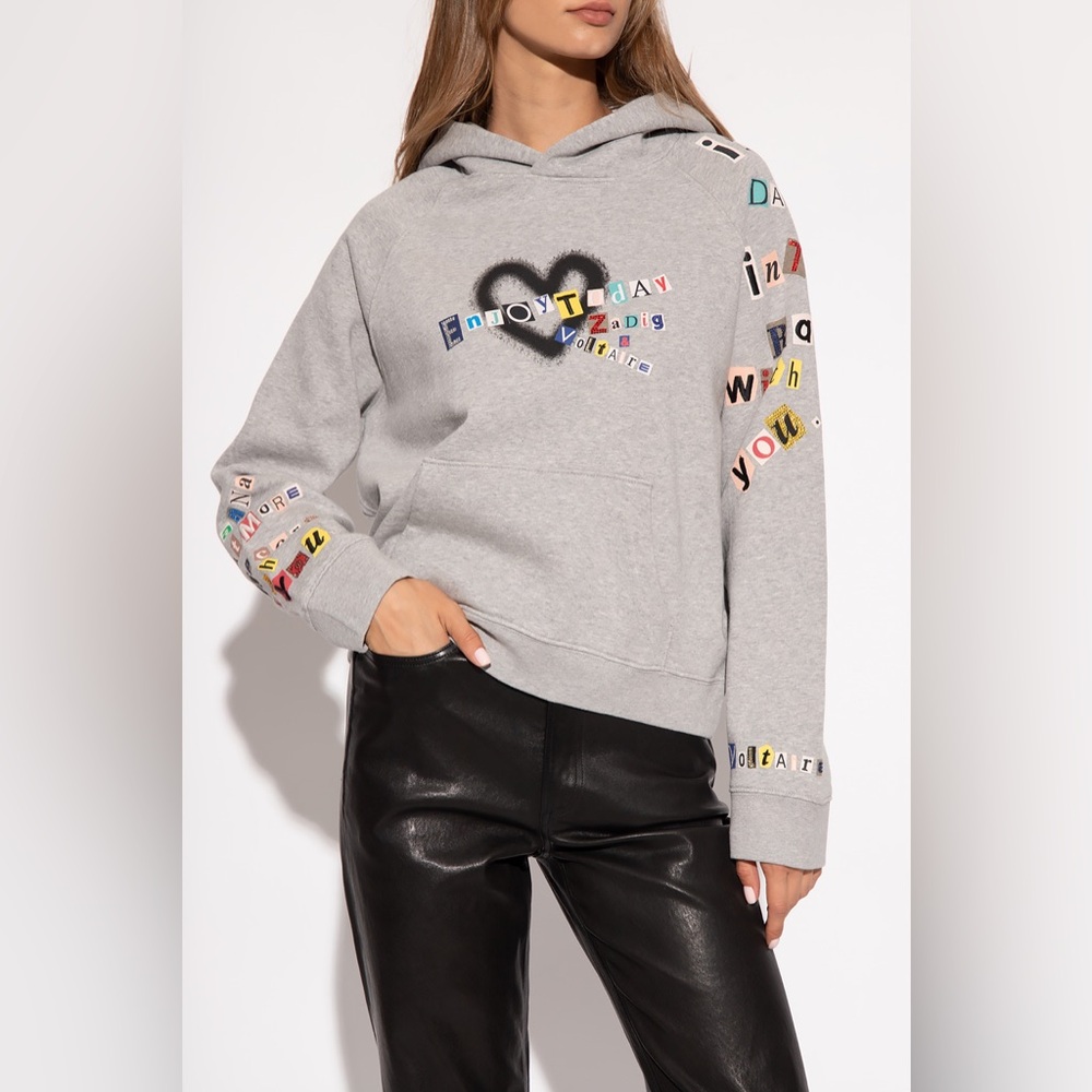 Zadig & Voltaire georgy crystal embellished graphic hoodie size large